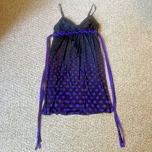 Ruby Rox Womens Babydoll Slip Dress Size M Satin Y2K Twee Polka Dot Whimsigoth